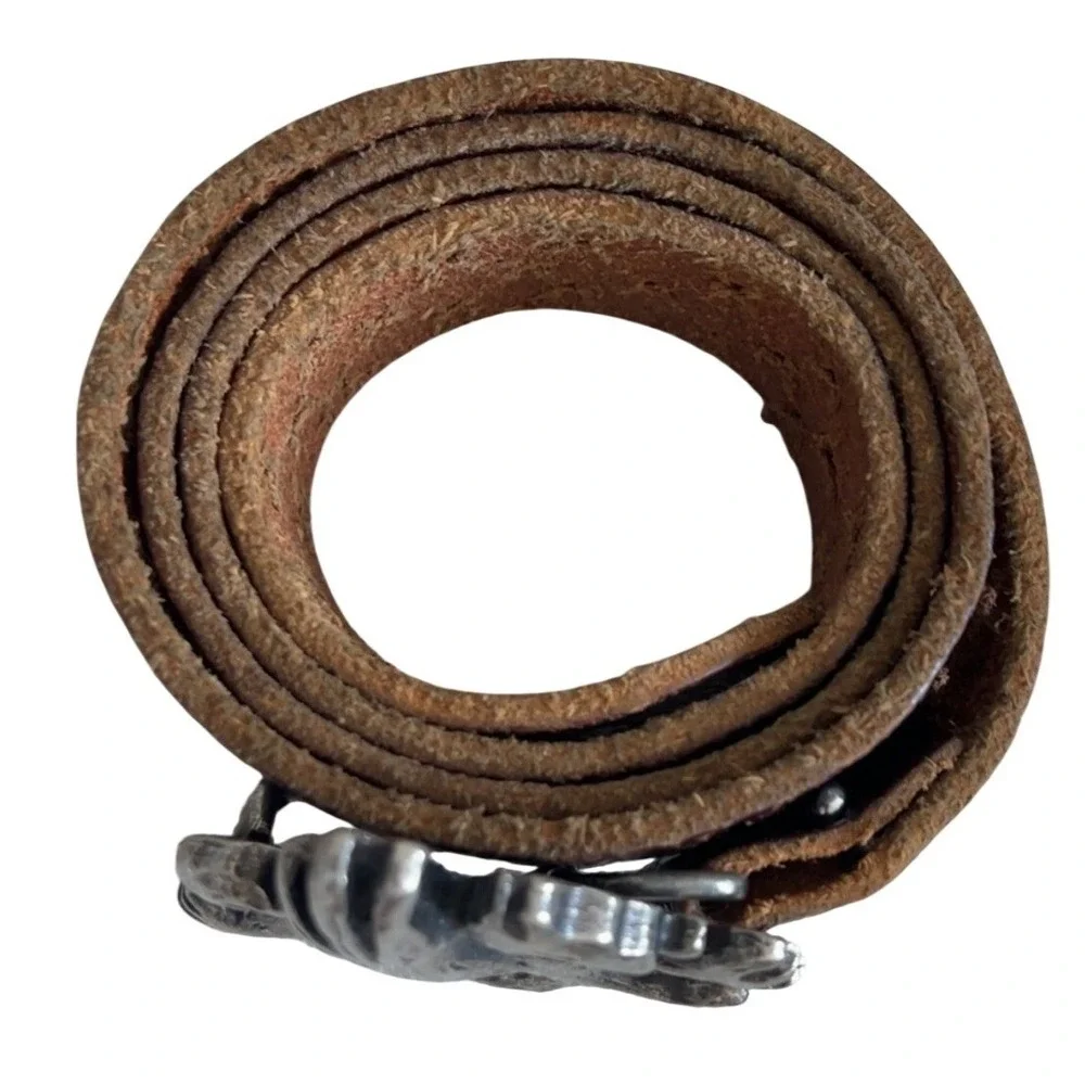 RARE VINTAGE belt w Griffon Silver Colored Buckle | Circa 1980s | SZ: 38